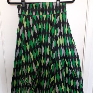 Pinup Couture/ Laura Byrnes Long Jun Skirt in Green Harlequin, New